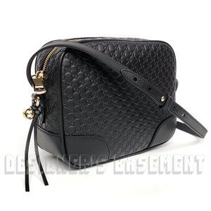 GUCCI black Micro Guccissima leather BREE Camera GG Charm Crossbody shoulder bag